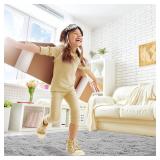 Toneed Fluffy Area Rug 4 x 6 ft Gray Shaggy Rug