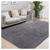 $48 6x9 Grey Rugs - Soft Shaggy Area Rug for Living Room, Anti-Skid