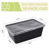 50-Pack 26oz Meal Prep Containers with Lids, Reusable, Stackable