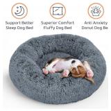 Donut Dog Bed - Ultra-Plush Round Style (Dark Grey, Small)