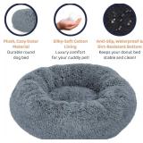 Donut Dog Bed - Ultra-Plush Round Style (Dark Grey, Small)