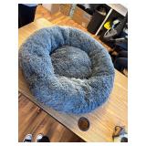 Donut Dog Bed - Ultra-Plush Round Style (Dark Grey, Small)