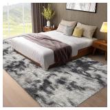 $70 Ophanie Tie-Dyed Grey & White 8x10 Area Rug for Living Room