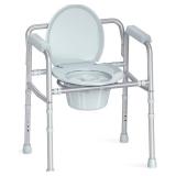 $54 HOMLAND 3-in-1 Bedside Commode Chair, 7.5 Qt, 350 lb, Silver