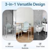 $54 HOMLAND 3-in-1 Bedside Commode Chair, 7.5 Qt, 350 lb, Silver