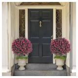 $57 Set of 2 Artificial Rose Boxwood Topiary Balls for Outdoor, 22"