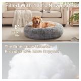 $49 36-Inch Donut Dog Bed for Large Dogs, Removable Cover, Dark Grey