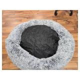$49 36-Inch Donut Dog Bed for Large Dogs, Removable Cover, Dark Grey