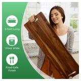 $60 Acacia Serving Board with Handles, 36x12in Charcuterie Platter