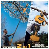 $130 2-in-1 Pole Pruning Shears Cordless, 21V, 13.7ft Reach
