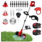 $50 ALSO GO 24V Weed Wacker, Cordless Grass Trimmer, 3-in-1 w/2 Batts