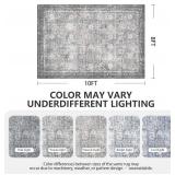 $75 8x10 Area Rugs, Non-Slip Low-Pile Washable Rug, Distressed Grey