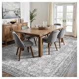 $75 8x10 Area Rugs, Non-Slip Low-Pile Washable Rug, Distressed Grey