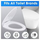 MUU Toilet Seat Slow Close White, Non-slip Bumpers, Easy Install