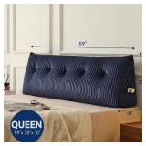 Z-hom Queen Headboard Pillow, Reading Backrest Cushion, Blue