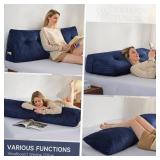 Z-hom Queen Headboard Pillow, Reading Backrest Cushion, Blue