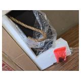 POZINO Round Mirror 15" Rope Hanging, Black Metal Frame