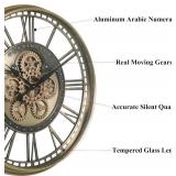 $190 CLXEAST 28-Inch Gold Moving Gear Wall Clock, Farmhouse Decor