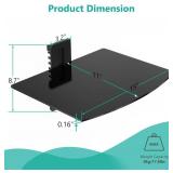 WALI Floating TV Shelf CS201B, Holds 17.6lb, Tempered Glass, Black