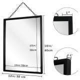 SANY DAYO HOME 12 x 16 in Real Glass Black Metal Framed Mirror