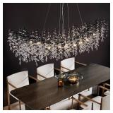$599 Black 16-Light Modern Chandelier for Dining Room, 63" Hanging K9