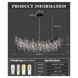 $599 Black 16-Light Modern Chandelier for Dining Room, 63" Hanging K9