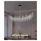 $599 Black 16-Light Modern Chandelier for Dining Room, 63" Hanging K9