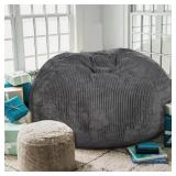 $57 Bean Bag Chair 3Ft Memory Foam Faux Rabbit Fur, Soft Sofa Grey