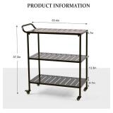 $89 Bar Cart on Wheels, 3-Tier Rolling Cart with Lockable Casters