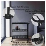 $89 Bar Cart on Wheels, 3-Tier Rolling Cart with Lockable Casters