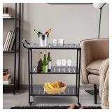$89 Bar Cart on Wheels, 3-Tier Rolling Cart with Lockable Casters