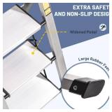 $102 XinSunho 4-Step Ladder, Folding Aluminum Stool, Anti-Slip Pedal