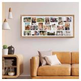 $57 41x17 Inch Collage Frame, Wood, 20 Openings for 4x6, Wall-Mounted