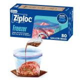 Ziploc Gallon Food Storage Freezer Bags, Stay Open Design, Easy to Fill, 80 count