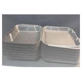 25 pk Genpak Large Snap-It 1 Cmpt. Vented Hinged Container - 9 1/4\" x 9 1/4\" x 3\", Black