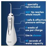 Waterpik Cordless Advanced 2.0 Water Flosser For Teeth, Gums, Braces, Dental Care With Travel Bag and 4 Tips, ADA Accepted, Rechargeable, Portable, and Waterproof, White WP-580, Packaging May Vary
