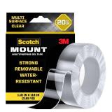 Scotch-Mount Multi-Purpose Gel Tape, Double-Sided Tape for Heavy Duty Applications, Removable Mounting Tape, Nano Tape, Water-Resistant Clear Mounting Tape, Holds up to 20 lbs, 1-Pack
