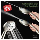 Hotel Spa AquaCare High Pressure 8-mode Handheld Shower Head - Anti-clog Nozzles, Built-in Power Wash to Clean Tub, Tile & Pets, Extra Long 6 ft. Hose, Wall & Overhead Brackets - 1.8 GPM