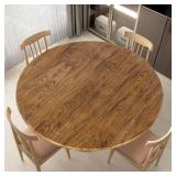 LUSHVIDA Round Waterproof Table Cover Elastic Vinyl Fitted Tablecloth Elastic Edged Plastic Table Cloth (Pine, Best for Up to 45\"-56\" Round)