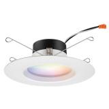 Juno RB56SC RGBW MW L/SKTWHIP M6 RetroBasics Smart Recessed LED Trim Kit, Tunable White 2700K - 5000K, RGBW Color Changing, Smooth Trim, Matte White, 5-Inch to 6-Inch