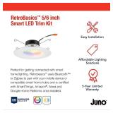 Juno RB56SC RGBW MW L/SKTWHIP M6 RetroBasics Smart Recessed LED Trim Kit, Tunable White 2700K - 5000K, RGBW Color Changing, Smooth Trim, Matte White, 5-Inch to 6-Inch