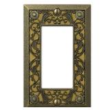 Amerelle Filigree Single Rocker Cast Metal Wallplate in Antique Brass, 1 Rocker GFCI
