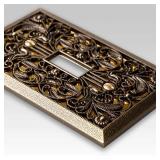 Amerelle Filigree Single Rocker Cast Metal Wallplate in Antique Brass, 1 Rocker GFCI