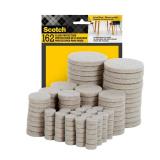 Scotch Felt Pads 162 PCS Beige, Felt Furniture Pads for Protecting Hardwood Floors, Round, Assorted Sizes Value Pack, Self-Stick design, Protecting from nicks, dents and scratches (SP845-NA)