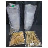 CUSINIUM 50pk 7oz Plastic Clear Charcuterie Cups - 200 Cocktail Picks (2 Types) - Disposable Dessert Cups - Style: Large Rectangular (For New Years Parties)