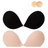 Awant Strapless Sticky Bra (US, Cup Band, A, Beige+Black)
