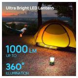 Consciot LED Battery Powered Camping Lantern, 1000LM, 4 Light Modes, IPX4 Waterproof Portable Tent Flashlight for Power Outages, Emergency, Hurricane, Hiking, Light Green, 2-Pack