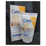 CeraVe Hydrating Mineral Sunscreen SPF 30 with Sheer Tint, Tinted Mineral Sunscreen with Zinc Oxide & Titanium Dioxide, Blends Seamlessly For Healthy Glow, Medium, 1.7 Fluid Ounce