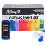 Artkey Acrylic Paint Set, 24 Colors 2 oz/59 ml Acrylic Paint Kit for Professional Artists & Beginners Craft & Art Supplies for Canvas, Wood, Fabric, Rock, Leather, Ceramic, Glass, Easter Egg