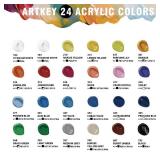 Artkey Acrylic Paint Set, 24 Colors 2 oz/59 ml Acrylic Paint Kit for Professional Artists & Beginners Craft & Art Supplies for Canvas, Wood, Fabric, Rock, Leather, Ceramic, Glass, Easter Egg